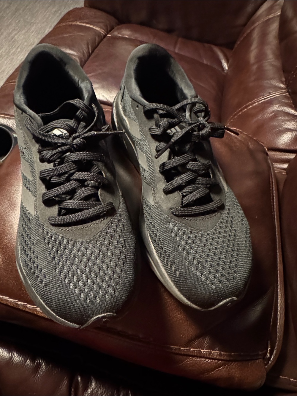 adidas Men's Black Knit Lace-Up Running Trainers